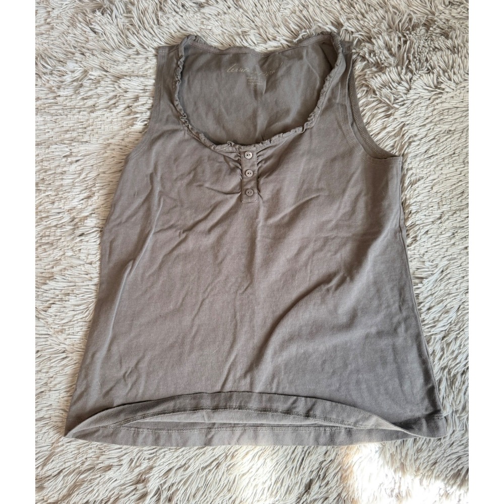 Territory Ahead Henley Tank Top Womens Medium Taupe Brown